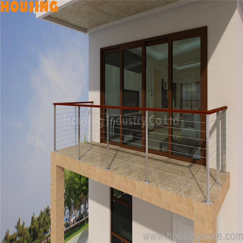 outdoor round post cheap stainless steel rope wire balcony  railing(032)-Housing Industry Co., Ltd 深圳市海程建材有限公司-railing & stair Supplier  in China,aluminium u channel glass railing with patent,stainless steel  railing with CE certificate